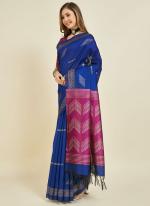 Soft Silk Blue Rani Traditional Wear Weaving Saree